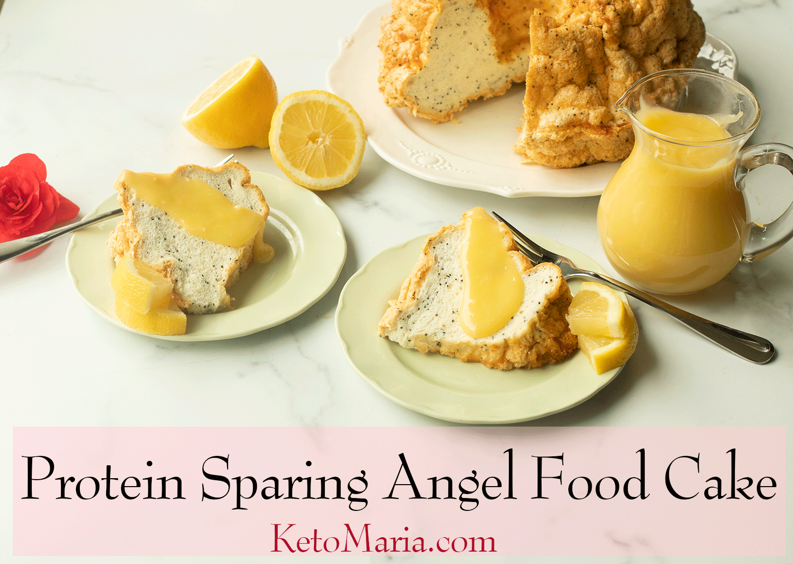 Lemon Poppy Seed Protein Sparing Angel Food Cake